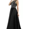 Poly USA - 8082 Beaded Bodice Racerback Cutout Satin Gown