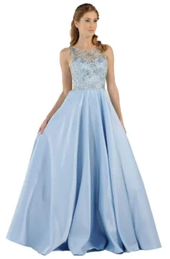 Poly USA - 8082 Beaded Bodice Racerback Cutout Satin Gown -Hot Sale WEDDING Store poly usa 8082 beaded bodice racerback cutout satin gown bridesmaid dresses xs blue 13420008308819