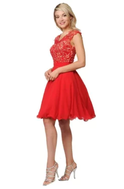 Poly USA - 8094 Cap Sleeve Appliqued Bodice A-Line Dress -Hot Sale WEDDING Store poly usa 8094 cap sleeve appliqued bodice a line dress bridesmaid dresses 13426270011475