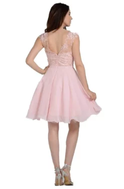 Poly USA - 8094 Cap Sleeve Appliqued Bodice A-Line Dress -Hot Sale WEDDING Store poly usa 8094 cap sleeve appliqued bodice a line dress bridesmaid dresses 13426270077011