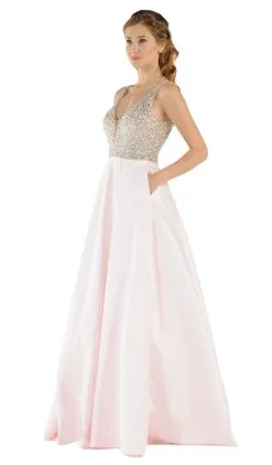 Poly USA - 8182 Plunging V-Neck Bejeweled Bodice Satin A-Line Dress 12 Poly USA - 8182 Plunging V-Neck Bejeweled Bodice Satin A-Line Dress -Hot Sale WEDDING Store poly usa 8182 plunging v neck bejeweled bodice satin a line dress special occasion dress xs blush 6107996356665