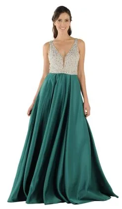 Poly USA - 8182 Plunging V-Neck Bejeweled Bodice Satin A-Line Dress 14 Poly USA - 8182 Plunging V-Neck Bejeweled Bodice Satin A-Line Dress -Hot Sale WEDDING Store poly usa 8182 plunging v neck bejeweled bodice satin a line dress special occasion dress xs green 28911265513555