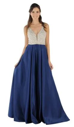 Poly USA - 8182 Plunging V-Neck Bejeweled Bodice Satin A-Line Dress 15 Poly USA - 8182 Plunging V-Neck Bejeweled Bodice Satin A-Line Dress -Hot Sale WEDDING Store poly usa 8182 plunging v neck bejeweled bodice satin a line dress special occasion dress xs navy 6108001108025