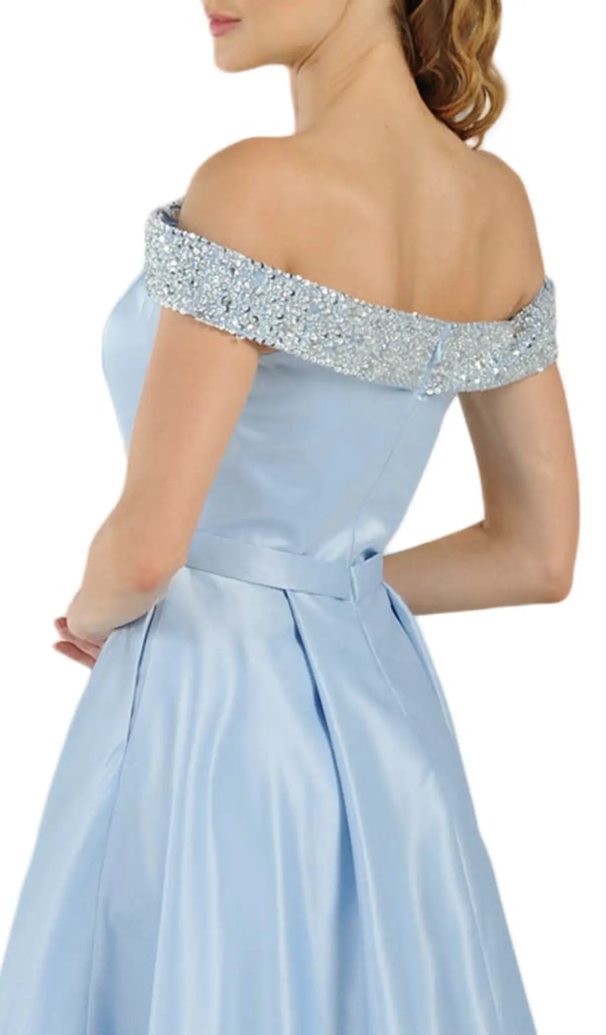 Poly USA - 8242 Bejeweled Off Shoulder Satin A-Line Gown 4 Poly USA - 8242 Bejeweled Off Shoulder Satin A-Line Gown - Image 4