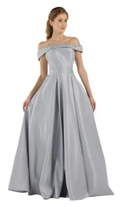 Poly USA - 8242 Bejeweled Off Shoulder Satin A-Line Gown 17 Poly USA - 8242 Bejeweled Off Shoulder Satin A-Line Gown -Hot Sale WEDDING Store poly usa 8242 bejeweled off shoulder satin a line gown special occasion dress xs silver 6102594158649
