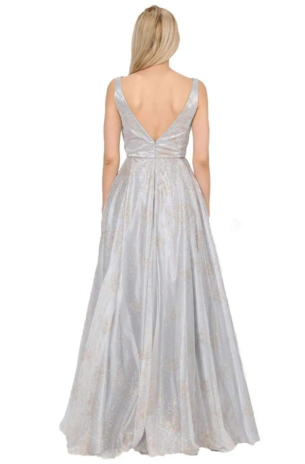 Poly USA - 8338 Glitter Embellished Long A-Line Dress 2 Poly USA - 8338 Glitter Embellished Long A-Line Dress - Image 2