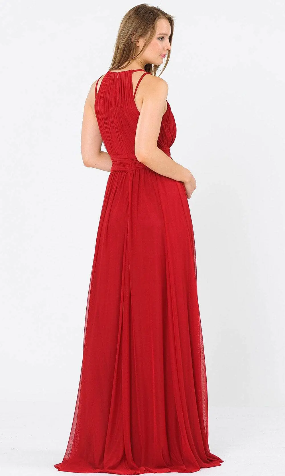 Poly USA 8396 - Ruched Halter-Neck Formal Dress 4 Poly USA 8396 - Ruched Halter-Neck Formal Dress - Image 4
