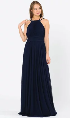 Poly USA 8396 - Ruched Halter-Neck Formal Dress