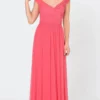 Poly USA 8398W - Sleeveless Low Cut V-neck Evening Gown