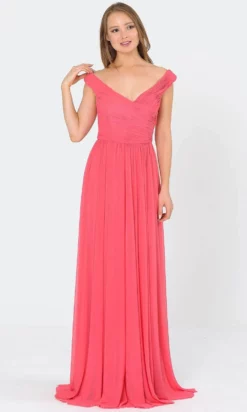 Poly USA 8398W - Sleeveless Low Cut V-neck Evening Gown