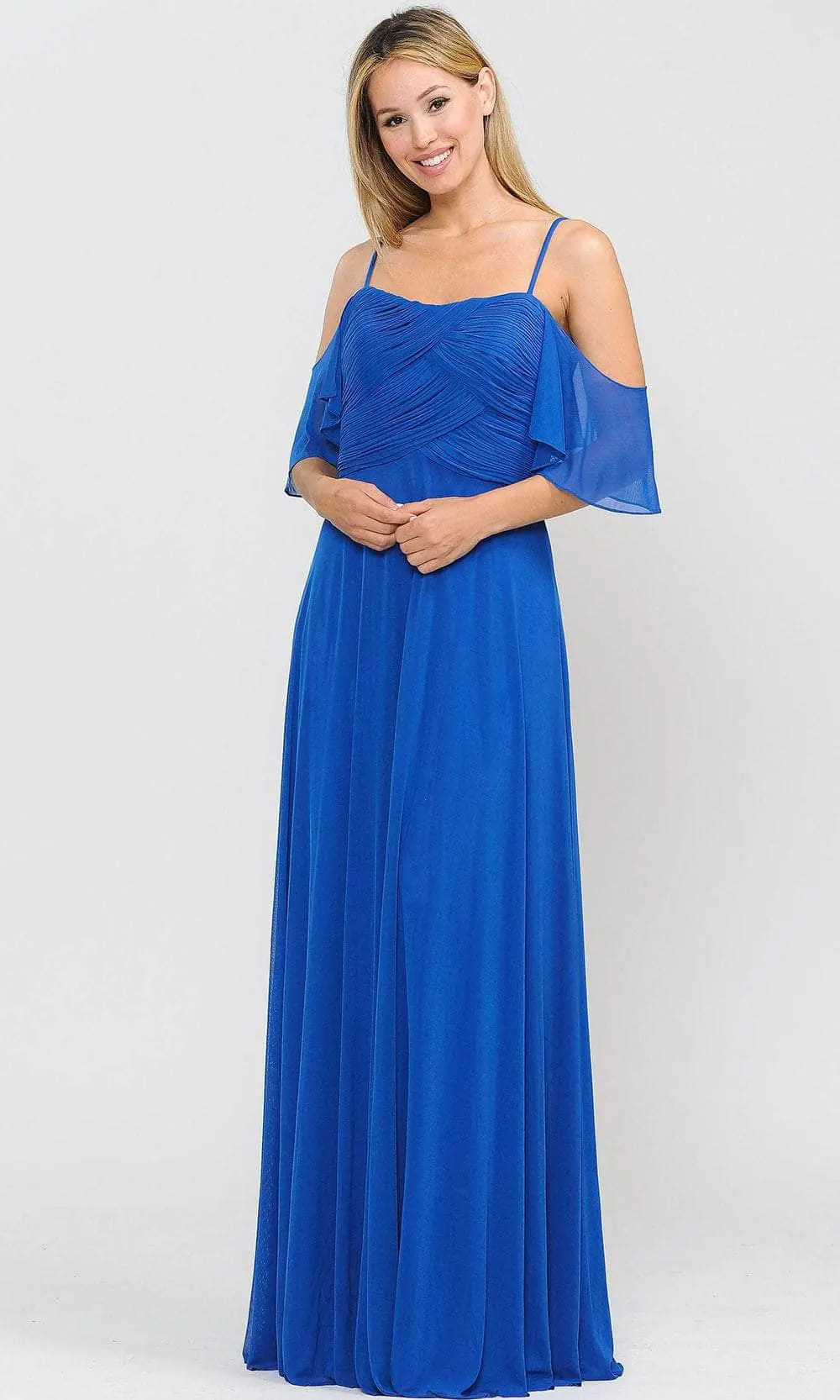 Poly USA 8552 - Flutter Sleeves Flowy Formal Dress 2 Poly USA 8552 - Flutter Sleeves Flowy Formal Dress - Image 2