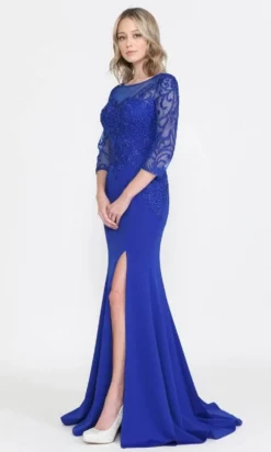 Poly USA 8564 - Illusion Quarter Sleeved Formal Dress -Hot Sale WEDDING Store poly usa 8564 illusion quarter sleeved formal dress mother of the bride dresess 29944638177363