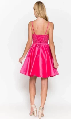 Poly USA 8694 - Embroidered V-Neck Short Dress With Pocket -Hot Sale WEDDING Store poly usa 8694 embroidered v neck short dress with pocket cocktail dresses 29919220367443