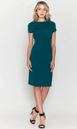 Poly USA 8774 - Short Sleeve Jewel Neck Knee-Length Dress -Hot Sale WEDDING Store poly usa 8774 short sleeve jewel neck knee length dress special occasion dress xs emerald 31521497120851