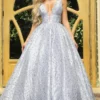Portia And Scarlett - Cinderella Plunging Glitter Ballgown