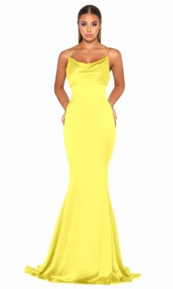 Portia And Scarlett - Dana Gown Satin Cowl Neck Gown -Hot Sale WEDDING Store portia and scarlett dana gown satin cowl neck gown special occasion dress 24 yellow 29217960034387