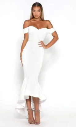 Portia And Scarlett - Diamond 1 Sequined Off Shoulder High Low Gown