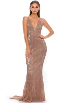 Portia And Scarlett GLISTEN - Plunging Back Sheath Prom Dress -Hot Sale WEDDING Store portia and scarlett glisten plunging back sheath prom dress special occasion dress 0 rose 30589062381651