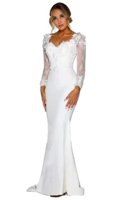 Portia And Scarlett - PS1906 Floral Lace Off-Shoulder Mermaid Dress