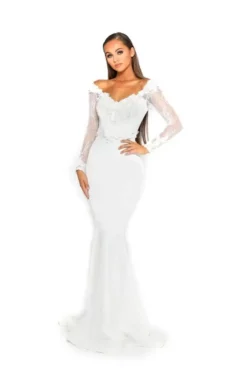 Portia And Scarlett - PS1906 Floral Lace Off-Shoulder Mermaid Dress -Hot Sale WEDDING Store portia and scarlett ps1906 floral lace off shoulder mermaid dress bridesmaid dresses 14589049110611