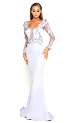 Portia And Scarlett - PS1907 Floral Lace Trumpet Dress -Hot Sale WEDDING Store portia and scarlett ps1907 floral lace trumpet dress prom dresses 14965012365395