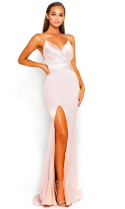 Portia And Scarlett - PS1912 V Neck High Slit Long Train Mermaid Gown -Hot Sale WEDDING Store portia and scarlett ps1912 v neck high slit long train mermaid gown prom dresses 0 blush 14769420042323