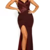 Portia And Scarlett - PS1912 V Neck High Slit Long Train Mermaid Gown