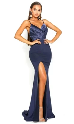 Portia And Scarlett - PS1912 V Neck High Slit Long Train Mermaid Gown -Hot Sale WEDDING Store portia and scarlett ps1912 v neck high slit long train mermaid gown prom dresses 14769420009555