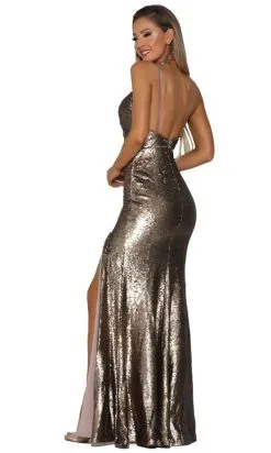 Portia And Scarlett - PS1917 Sleeveless V-Neck High Slit Glitter Gown -Hot Sale WEDDING Store portia and scarlett ps1917 sleeveless v neck high slit glitter gown prom dresses 28135372292179