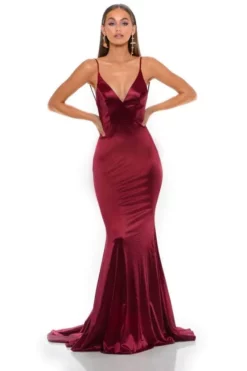 Portia And Scarlett - PS1934 Deep V-Neck Trumpet Dress With Train -Hot Sale WEDDING Store portia and scarlett ps1934 deep v neck trumpet dress with train prom dresses 0 deep red 30494192762963