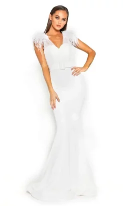 Portia And Scarlett - PS1984 Plunging V Neck Fringe Gown -Hot Sale WEDDING Store portia and scarlett ps1984 plunging v neck fringe gown wedding dresses 14769413980243