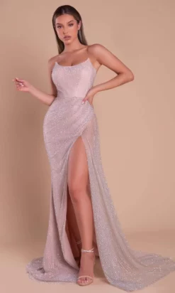 Portia And Scarlett - PS21164 Scoop A-Line Dress With Slit