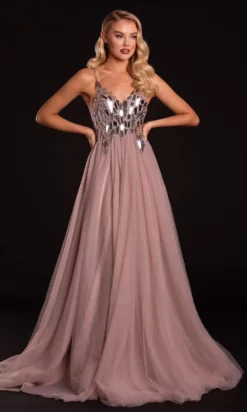 Portia And Scarlett - PS21185 Embellished V Neck A-Line Dress -Hot Sale WEDDING Store portia and scarlett ps21185 embellished v neck a line dress prom dresses 15614175084627