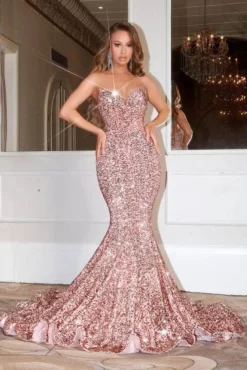 Portia And Scarlett - PS21208 Strapless V-Neck Sequin Gown -Hot Sale WEDDING Store portia and scarlett ps21208 strapless v neck sequin gown prom dresses 0 rose 30490659160147