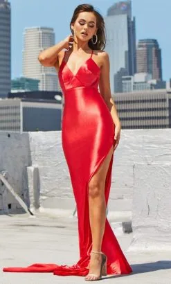 Portia And Scarlett - PS21211 Spaghetti Strap Side Split Mermaid Gown