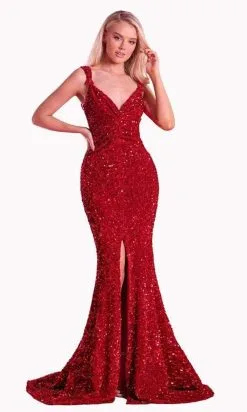 Portia And Scarlett - PS21308 V Neck Ruched Embellished Dress