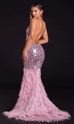 Portia And Scarlett - PS21410C Cut-Glass Feather Fringed Trumpet Gown -Hot Sale WEDDING Store portia and scarlett ps21410c cut glass feather fringed trumpet gown evening dresses 15614429790291