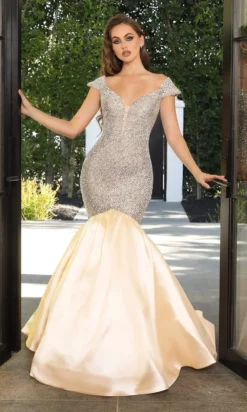 Portia And Scarlett - Ps21508C Beaded Cap Sleeves Mermaid Dress