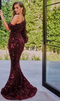 Portia And Scarlett - PS22014 Sequined Asymmetric Neck Mermaid Gown -Hot Sale WEDDING Store portia and scarlett ps22014 sequined asymmetric neck mermaid gown prom dresses 28878485389395