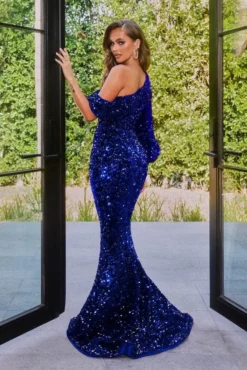 Portia And Scarlett - PS22014 Sequined Asymmetric Neck Mermaid Gown -Hot Sale WEDDING Store portia and scarlett ps22014 sequined asymmetric neck mermaid gown prom dresses 30699208966227