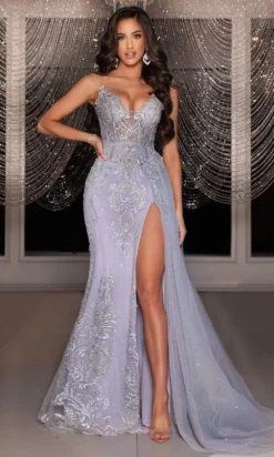 Portia And Scarlett - PS22125 Embroidered Plunging Sweetheart Gown