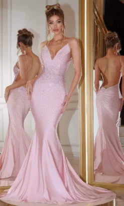 Portia And Scarlett - PS22804 Beaded Bod Open Back Trumpet Dress