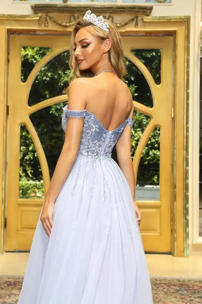 Portia And Scarlett - PS22917 Sweet Flowy Off Shoulder A-Line Dress 2 Portia And Scarlett - PS22917 Sweet Flowy Off Shoulder A-Line Dress - Image 2