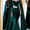 Portia And Scarlett PS23394 - Cape Sleeve Velvet Evening Gown