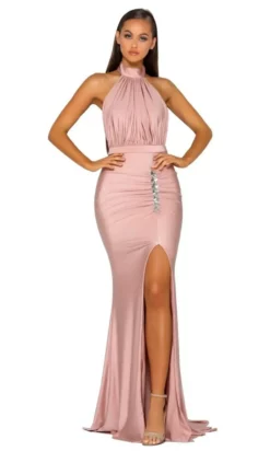 Portia And Scarlett - PS5007 High Halter Trumpet Dress With Slit