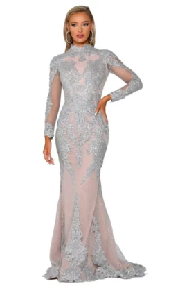 Portia And Scarlett - PS6024 Glittering Long Sleeve Trumpet Gown