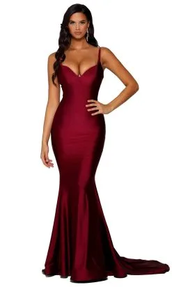Portia And Scarlett - PS6368 Long Deep V-Neck Mermaid Gown