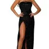 Portia And Scarlett - PS6372 Strapless High Slit Sequin Gown