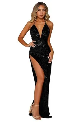 Portia And Scarlett - PS6376 Plunging Halter Sequined High Slit Gown 5 Portia And Scarlett - PS6376 Plunging Halter Sequined High Slit Gown -Hot Sale WEDDING Store portia and scarlett ps6376 plunging halter sequined high slit gown prom dresses 14589136666707