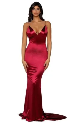 Portia And Scarlett - PS6378 Spaghetti Strap Satin Mermaid Gown